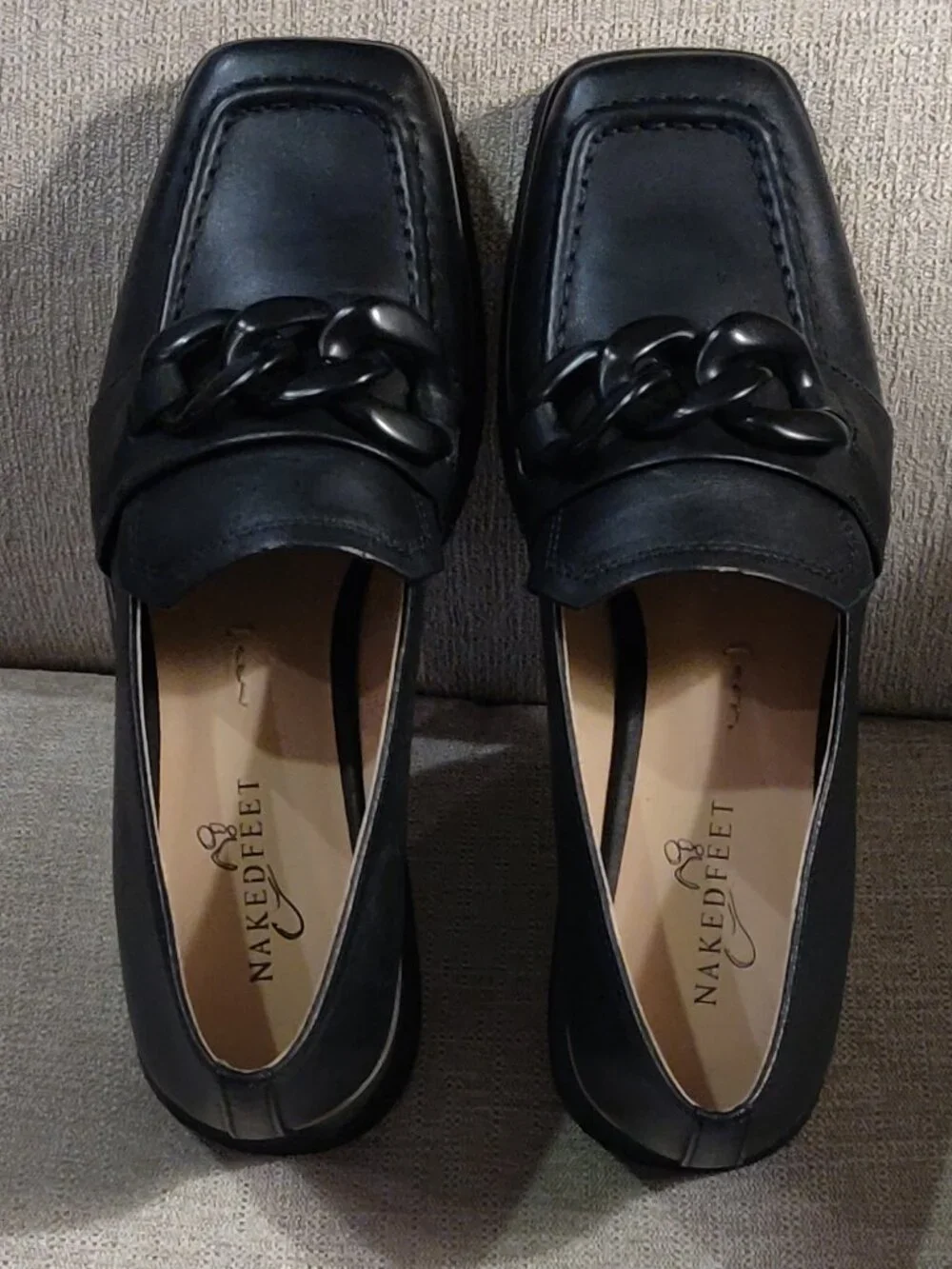 Naked Feet Privy Leather Platform Loafer In Black SIZE US 8